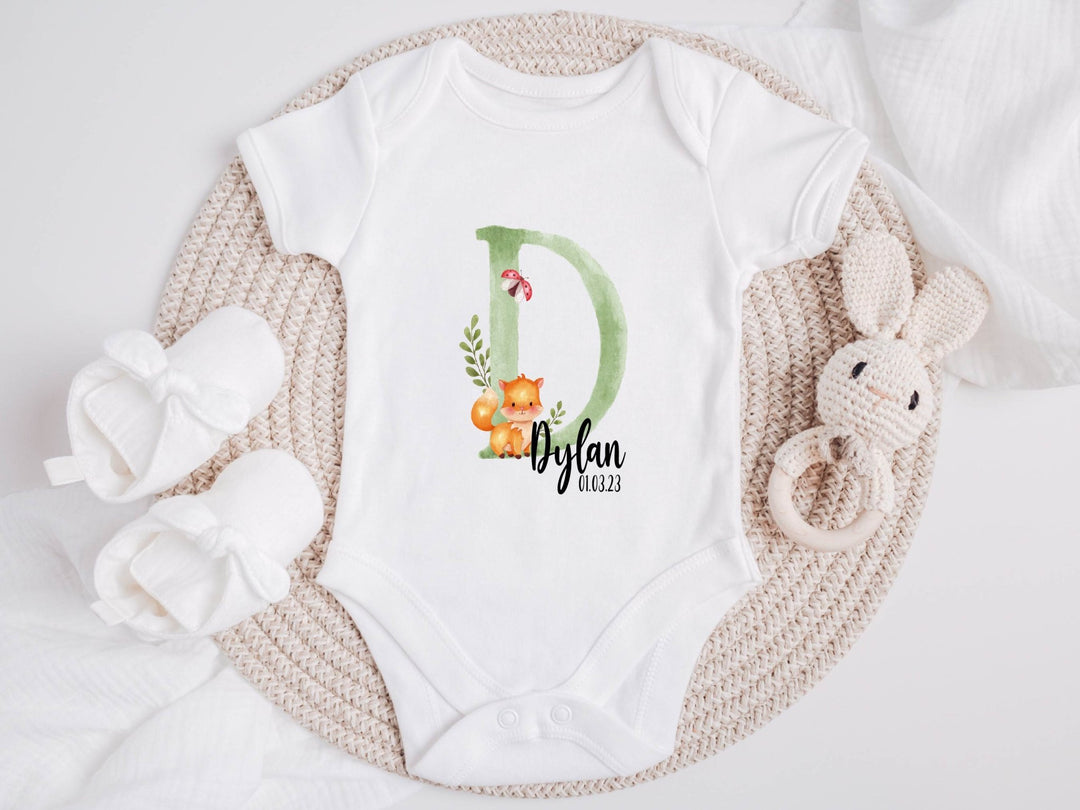 Personalised Green Letter Baby Grow / Onesie - Gifts Handmade