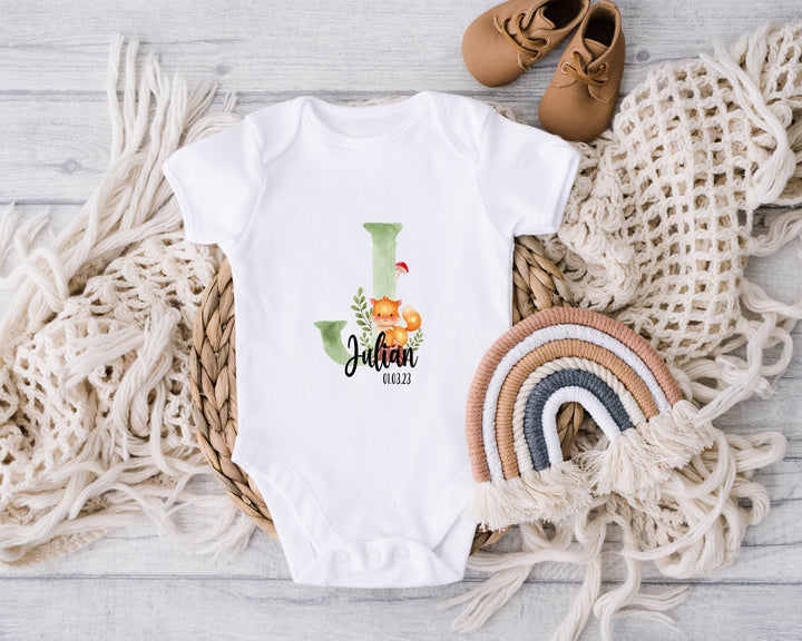 Personalised Green Letter Baby Grow / Onesie - Gifts Handmade