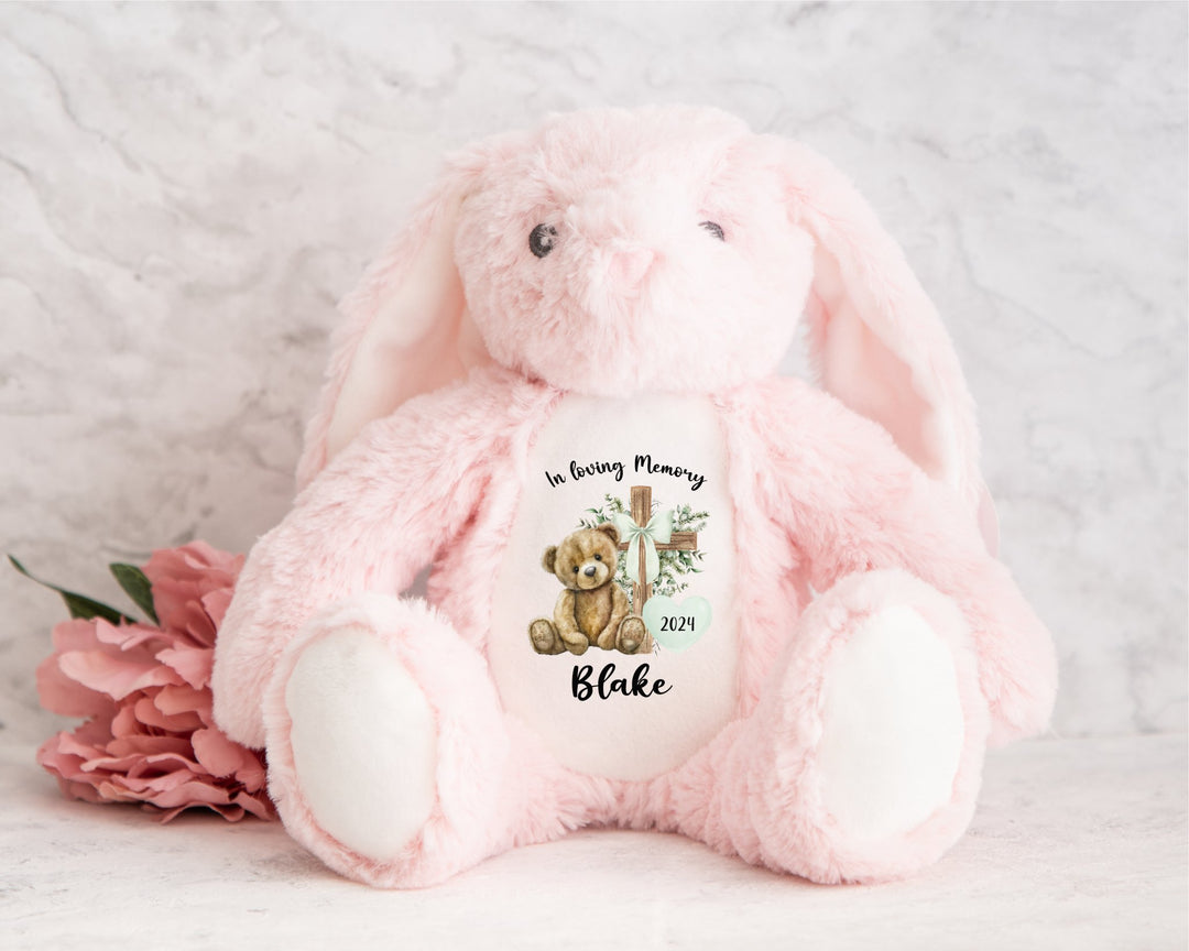 Personalised Green Memorial Bear Cross Teddy - Gifts Handmade