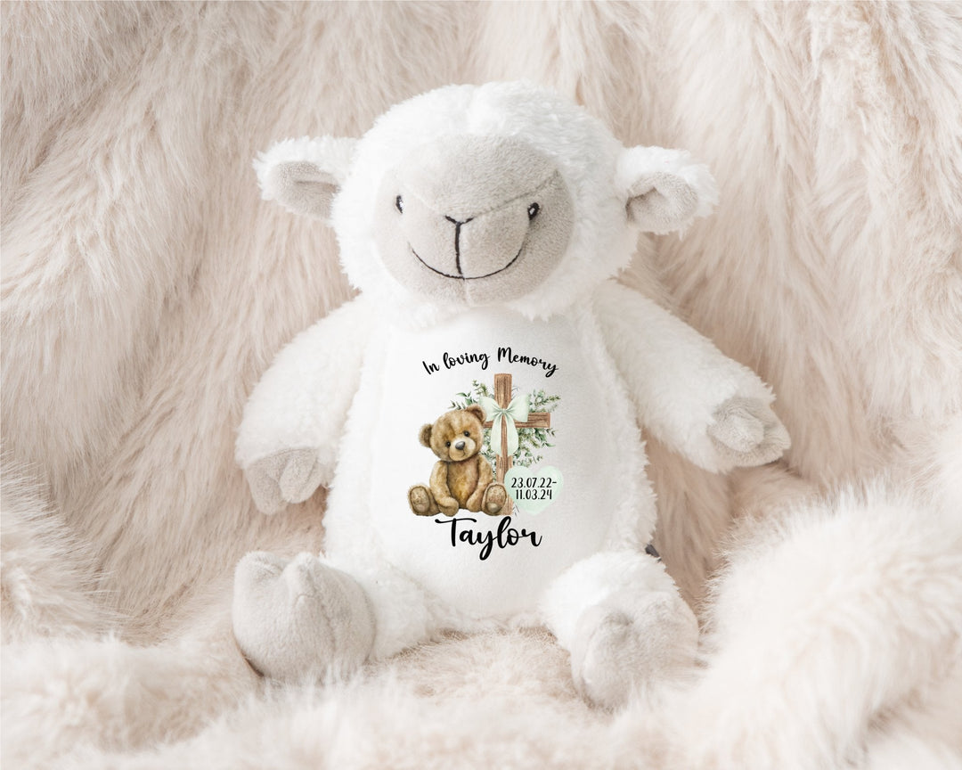 Personalised Green Memorial Bear Cross Teddy - Gifts Handmade