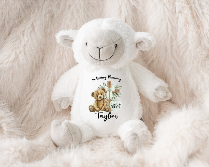 Personalised Green Memorial Bear Cross Teddy - Gifts Handmade