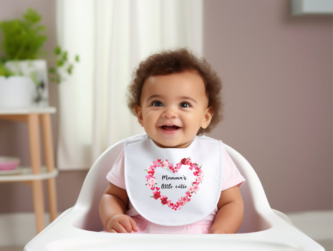 Personalised Heart Wreath Name and Date Baby Bib - Gifts Handmade