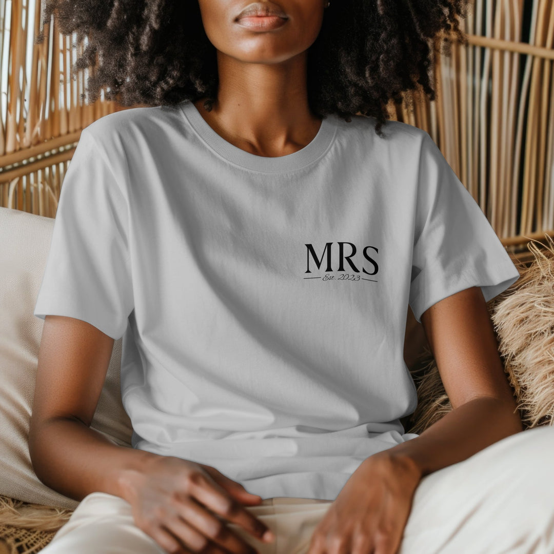 Personalised Mr And Mrs T - Shirt, Custom EST Mr And Mrs T - Shirt, Wedding Anniversary Gift, Wife And Husband T - Shirt, Matching Couples T - Shirt - Gifts Handmade