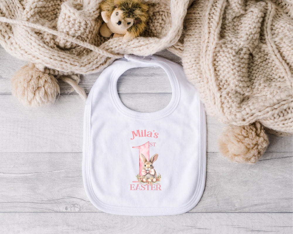 Personalised Pink First Easter Baby Bib - Gifts Handmade