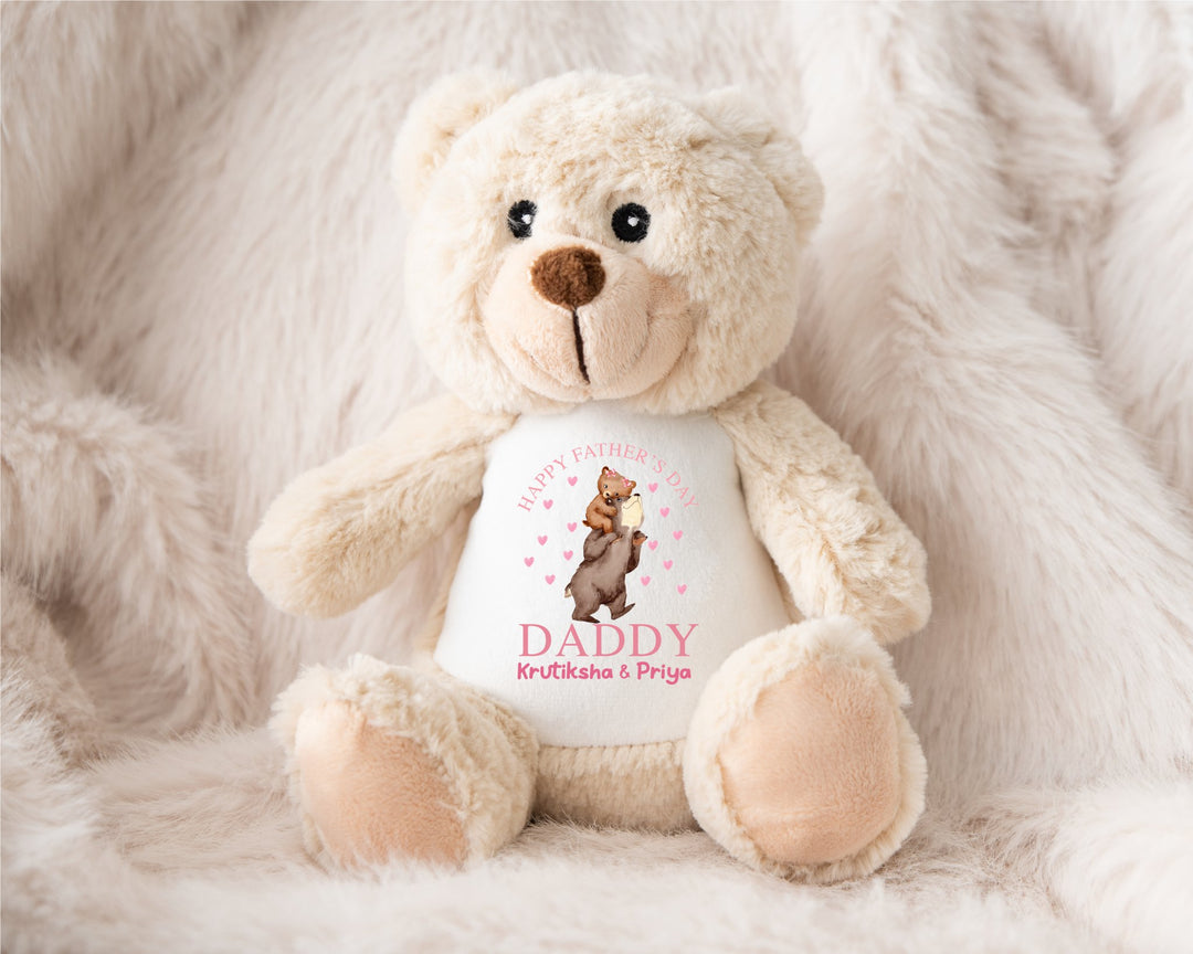 Personalised Pink Happy Father's Day Teddy - Gifts Handmade