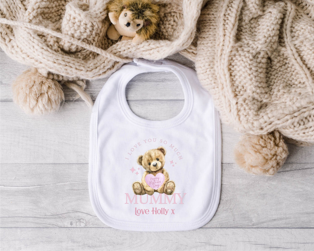 Personalised Pink Happy Mother's Day Baby Bib - Gifts Handmade