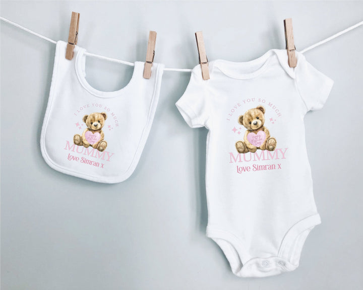 Personalised Pink Happy Mother's Day Baby Grow / Onesie - Gifts Handmade