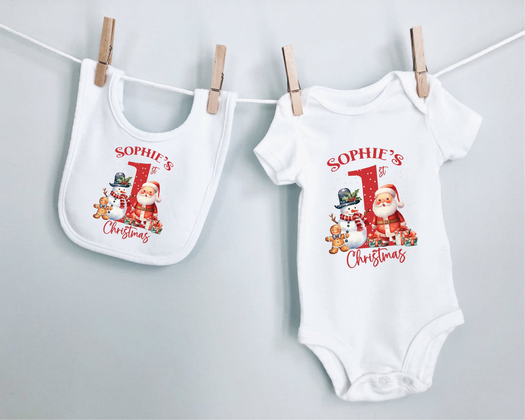 Personalised Red First Christmas Baby Grow / Onesie - Gifts Handmade