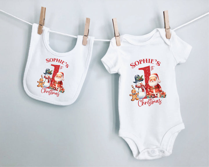 Personalised Red First Christmas Baby Grow / Onesie - Gifts Handmade