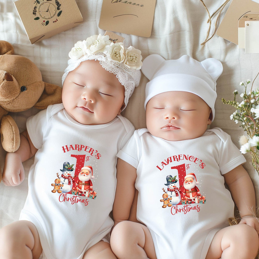 Personalised Red First Christmas Baby Grow / Onesie - Gifts Handmade