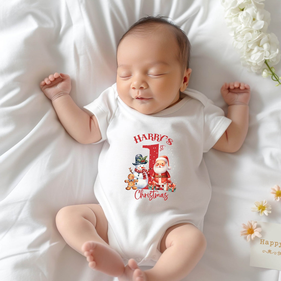 Personalised Red First Christmas Baby Grow / Onesie - Gifts Handmade