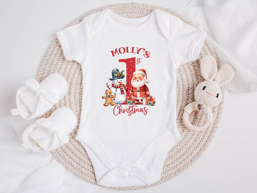 Personalised Red First Christmas Baby Grow / Onesie - Gifts Handmade