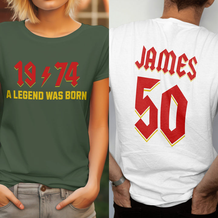 Personalised Rock Style Birthday T-Shirt - Custom Birthday Tee Gift - Heavy Metal Rock Style Birthday Shirt - A Legend Was Born Unisex T-Shirt - Gifts Handmade