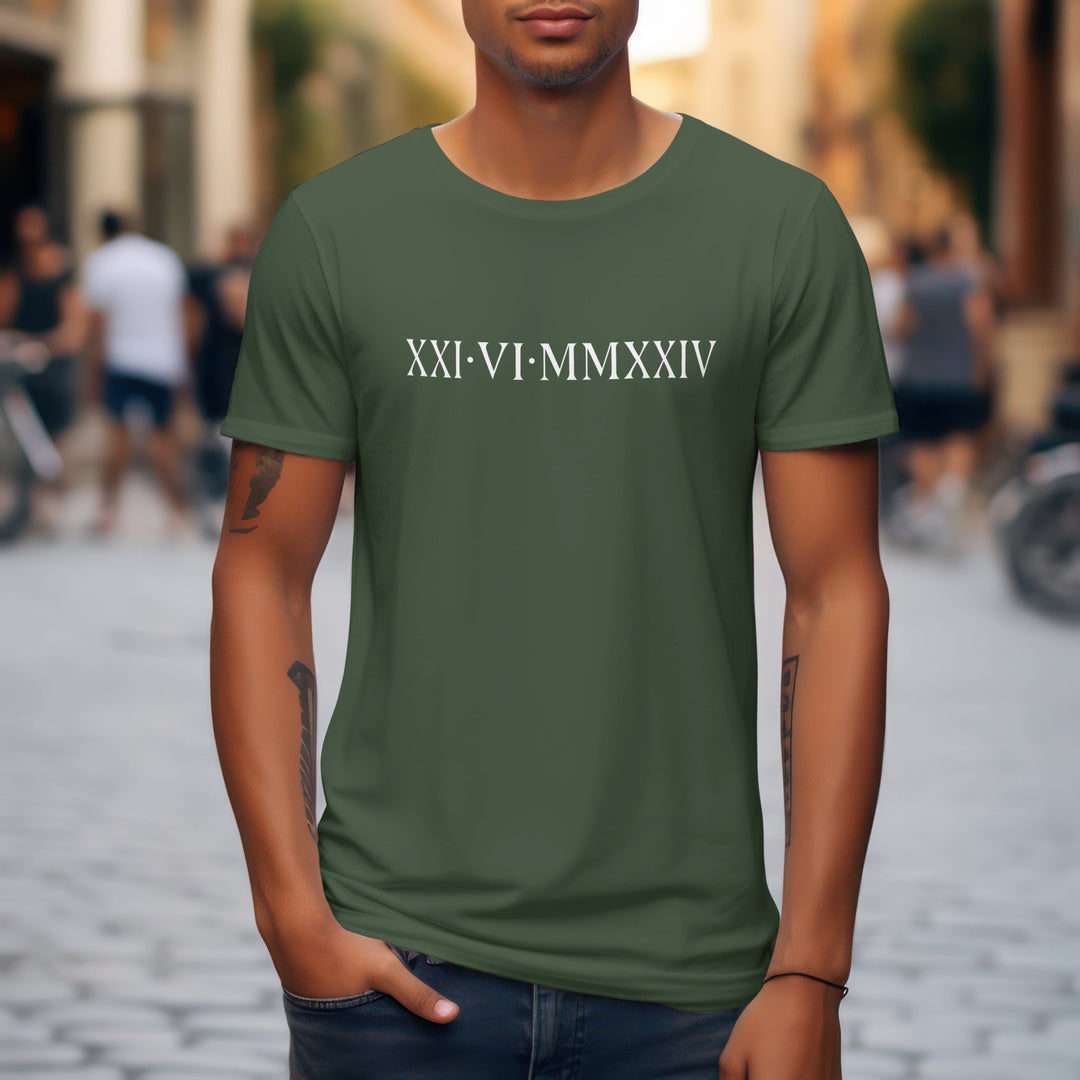 Personalised Roman Numerals Unisex T - Shirt, Custom Anniversary Date Shirt, Roman Numerals Couples Tee, Birthday Date Shirt Gift for Couples - Gifts Handmade