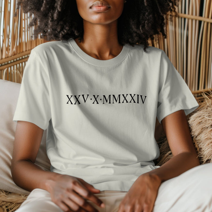 Personalised Roman Numerals Unisex T - Shirt, Custom Anniversary Date Shirt, Roman Numerals Couples Tee, Birthday Date Shirt Gift for Couples - Gifts Handmade