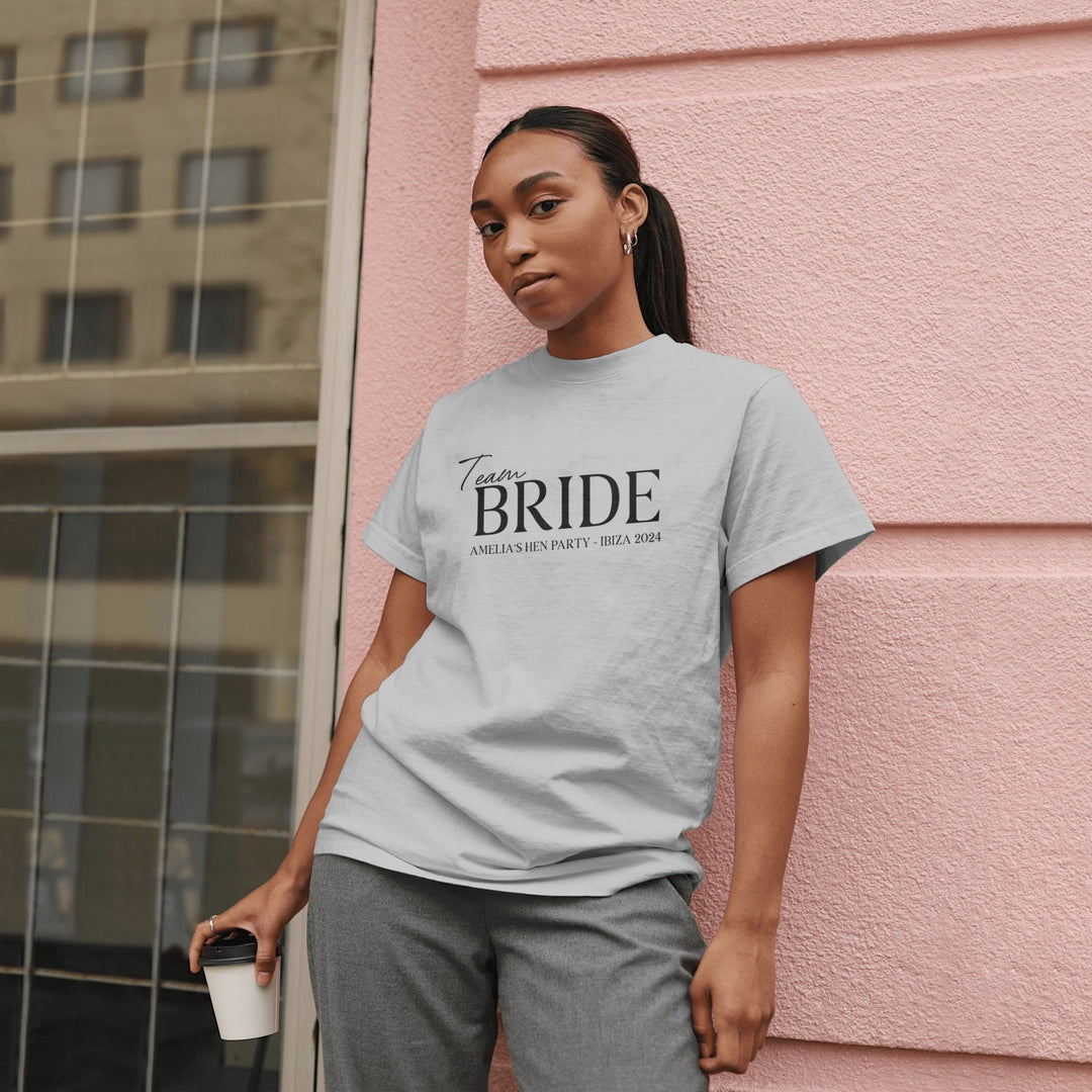 Personalised Team Bride Hen Party Unisex T-Shirt, Wedding Party Team Bride T-Shirt, Bachelorette Hen Party Tee Shirt, Team Bride Party Shirt - Gifts Handmade