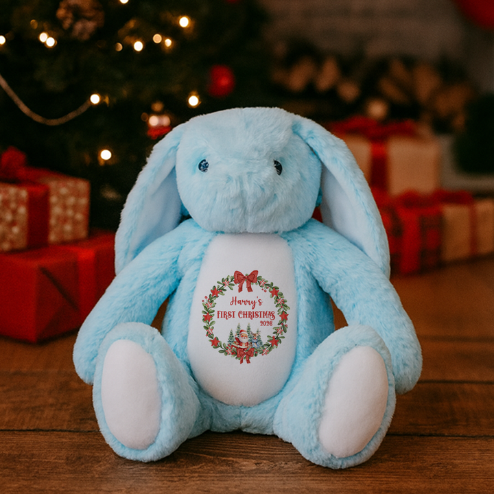 Personalisierter Weihnachtsmann-Weihnachtskranz-Teddy