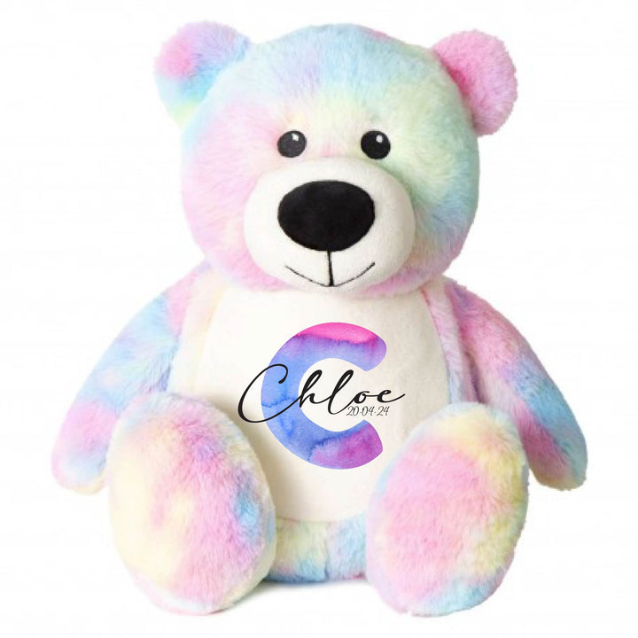 Personalised Initial Large Rainbow Bear