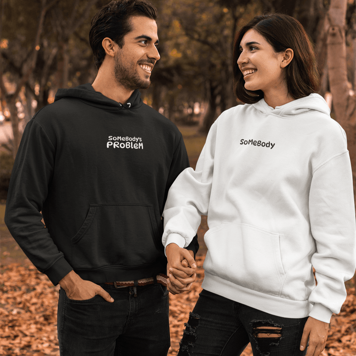 Somebody's Problem Embroidered Unisex Hoodies with Initial Letter on Sleeve, Matching Couple Valentine Hoodies, Romantic Couples Hoodie Gift - Gifts Handmade