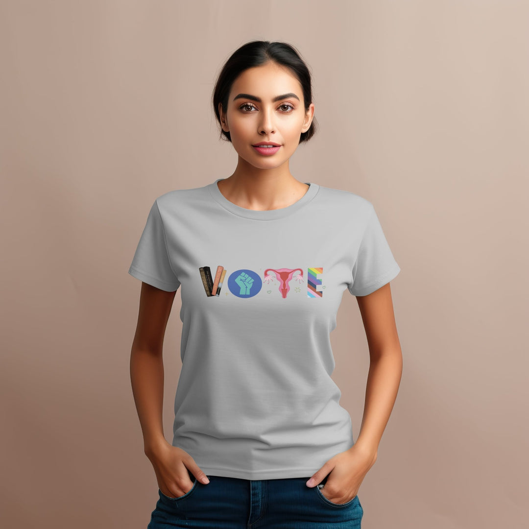 Vote Books Fist Ovaries LGBTQ Unisex T - Shirt - LGBTQ Equality T - Shirt - Ovaries T - Shirt - Banned Book Election Shirt - Political Activism Shirt - Gifts Handmade