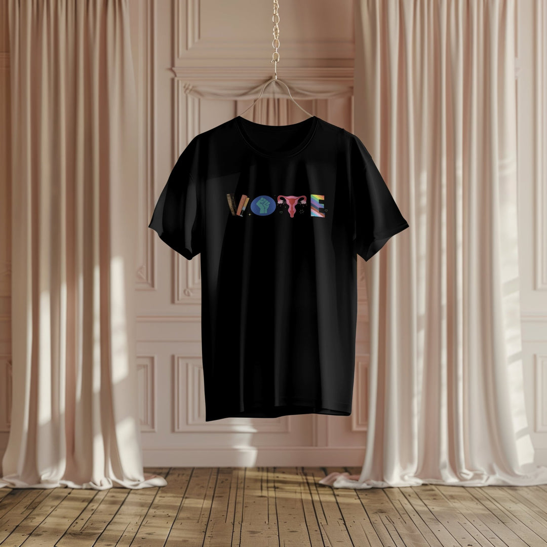 Vote Books Fist Ovaries LGBTQ Unisex T - Shirt - LGBTQ Equality T - Shirt - Ovaries T - Shirt - Banned Book Election Shirt - Political Activism Shirt - Gifts Handmade