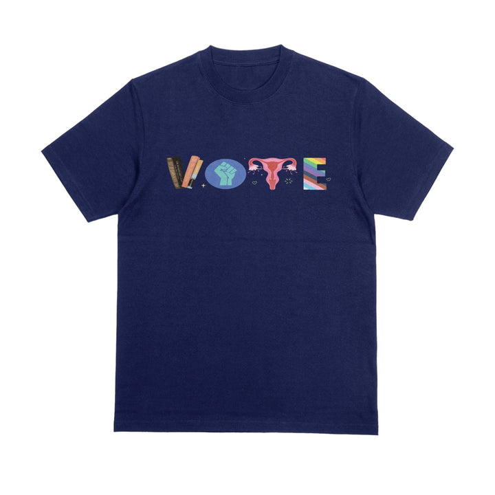 Vote Books Fist Ovaries LGBTQ Unisex T - Shirt - LGBTQ Equality T - Shirt - Ovaries T - Shirt - Banned Book Election Shirt - Political Activism Shirt - Gifts Handmade