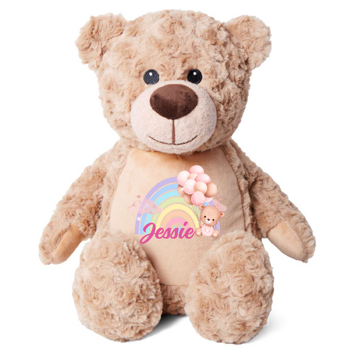 Personalised Pink Baby Rainbow Large Bear