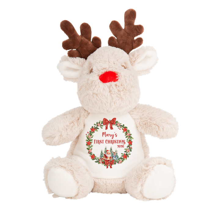 Personalisierter Weihnachtsmann-Weihnachtskranz-Teddy