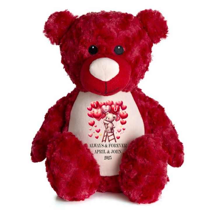 Personalised Love You Balloons Large Red Teddy Bear