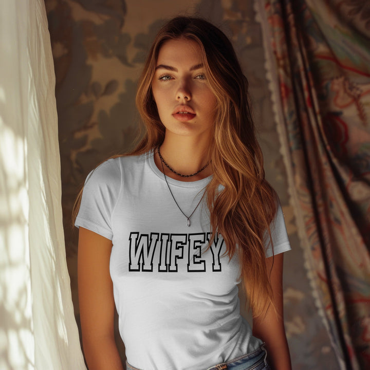 Wifey Unisex T - Shirt, Wife Anniversary Shirt, Trendy Wifey Tee, Bridal Party T - Shirt, Wedding Party Outfit Tee, Engagement Bride Shirt Gift - Gifts Handmade