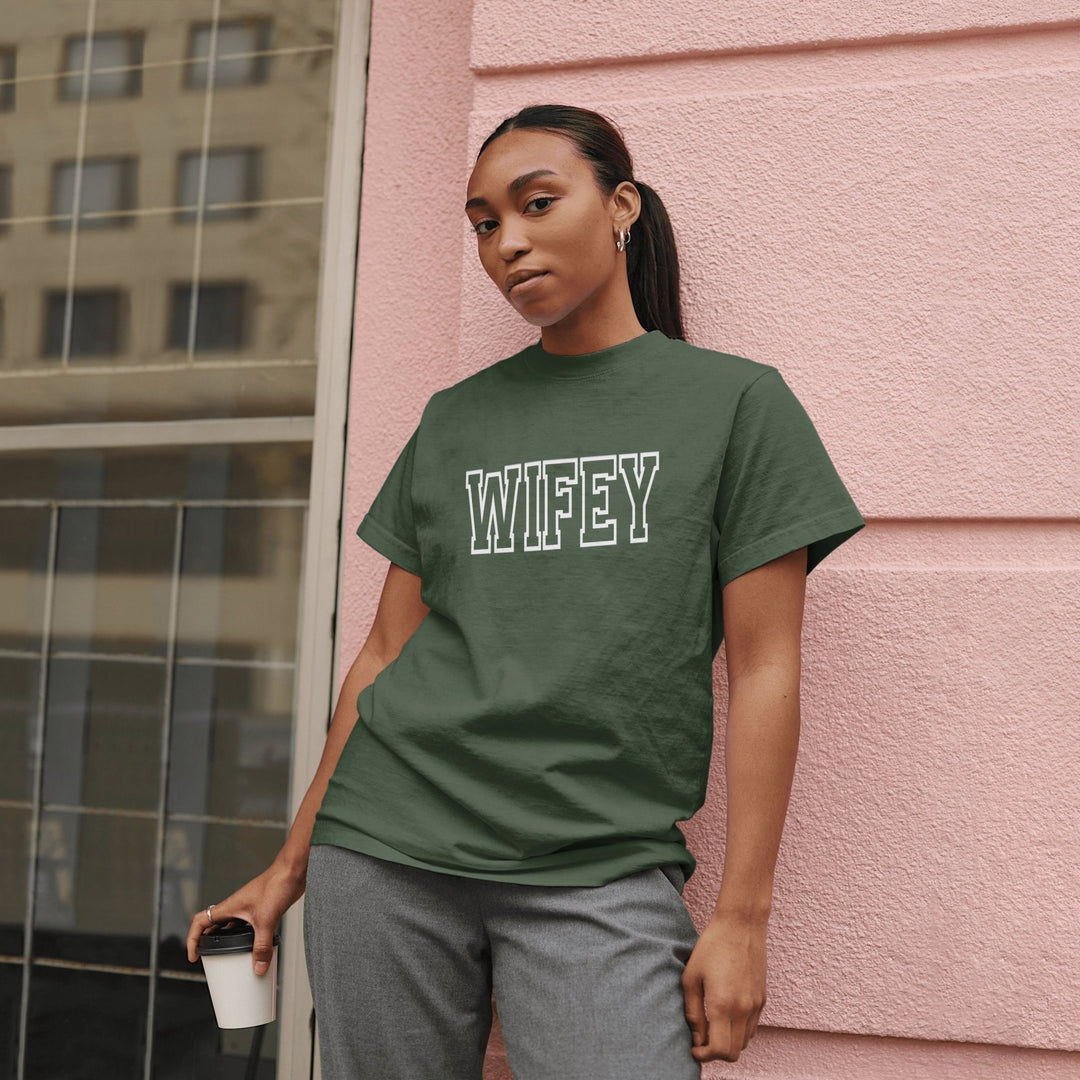 Wifey Unisex T - Shirt, Wife Anniversary Shirt, Trendy Wifey Tee, Bridal Party T - Shirt, Wedding Party Outfit Tee, Engagement Bride Shirt Gift - Gifts Handmade