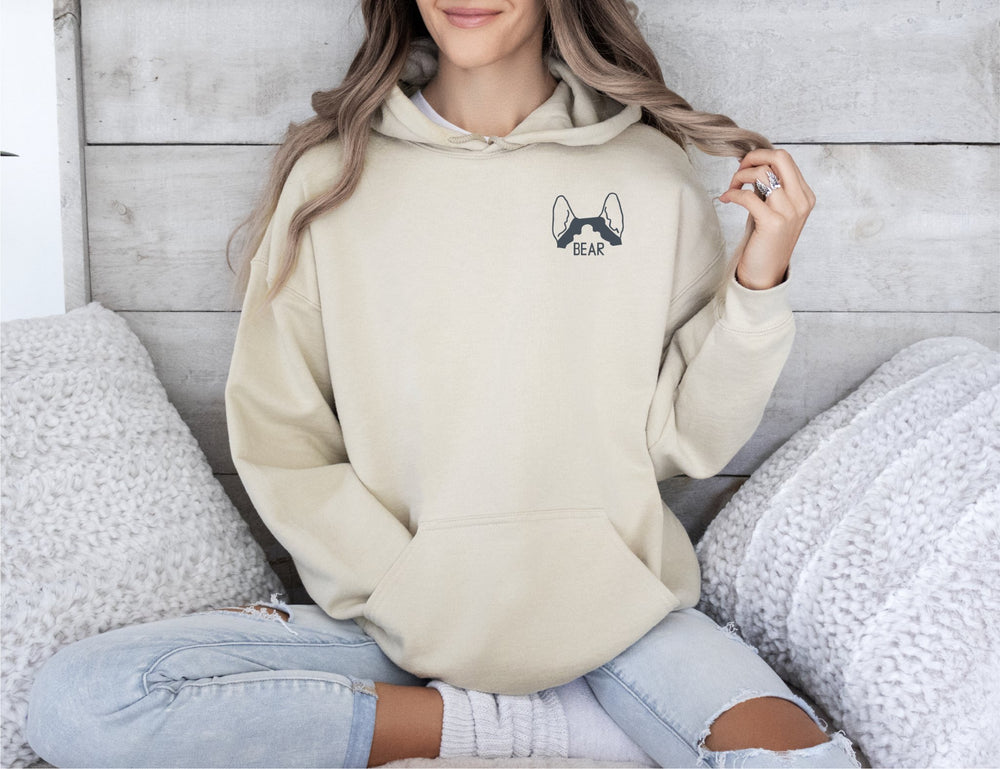 Custom Embroidered Dog Ears with Pet Name Sweatshirt Hoodie - Gifts Handmade