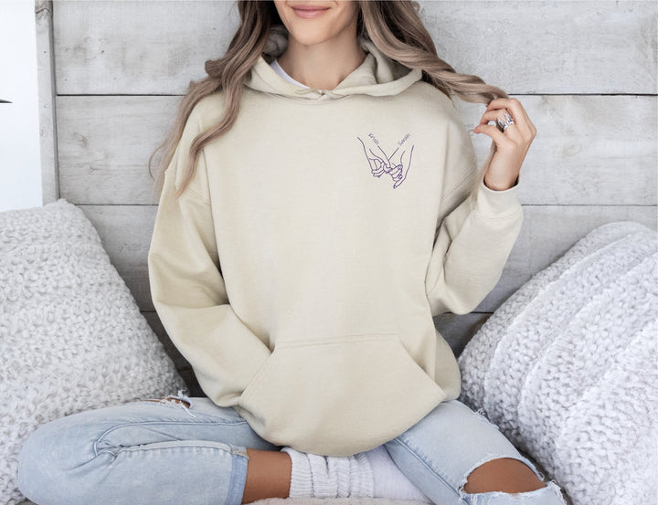 Custom Embroidered Name Pinky Promise Sweatshirt Hoodie - Gifts Handmade