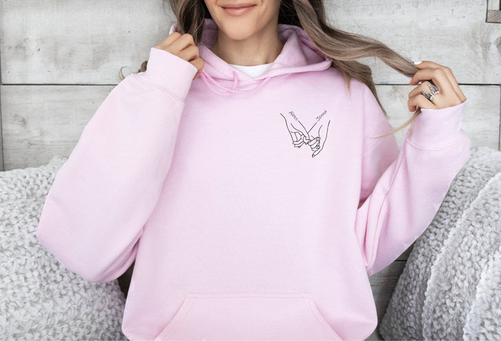 Custom Embroidered Name Pinky Promise Sweatshirt Hoodie - Gifts Handmade