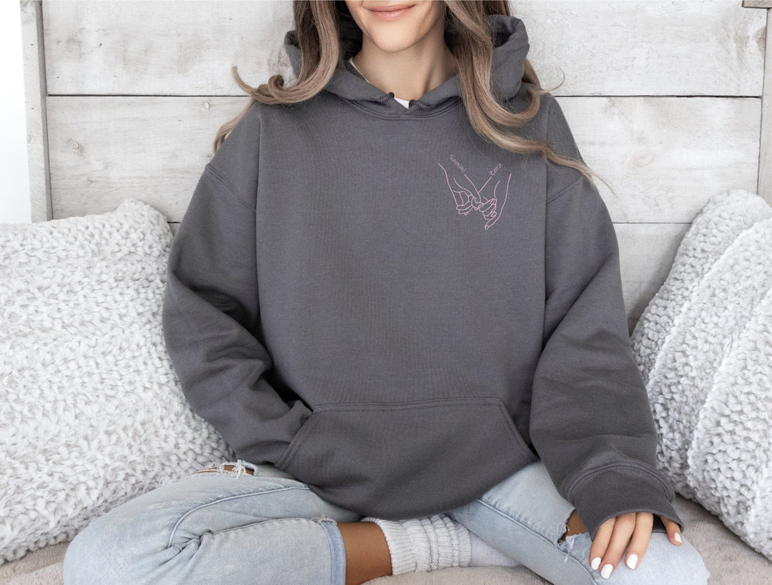 Custom Embroidered Name Pinky Promise Sweatshirt Hoodie - Gifts Handmade