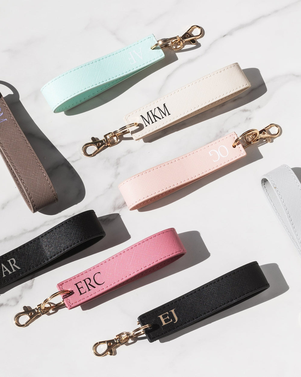 Initials Vegan Leather Wristlet Keyring - Gifts Handmade