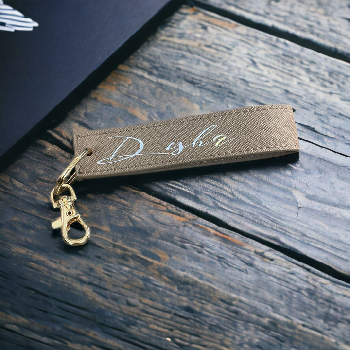 Name Vegan Leather Wristlet Keyring - Gifts Handmade