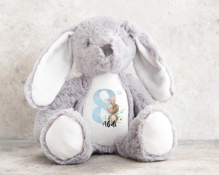 Personalised Blue Birthday Milestone Teddy - Gifts Handmade