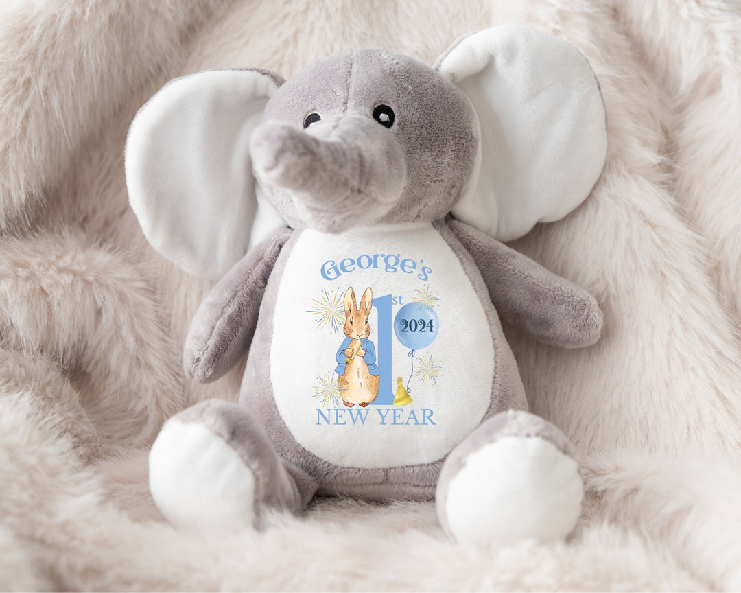 Personalised Blue First New Years Teddy - Gifts Handmade