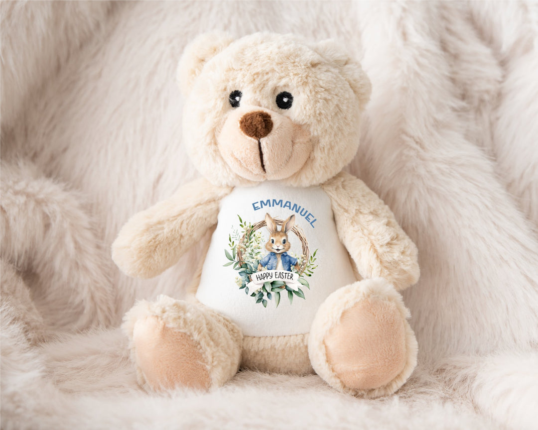 Personalised Blue Happy Easter Teddy - Gifts Handmade