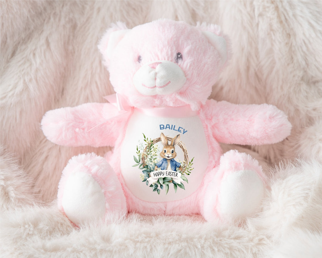 Personalised Blue Happy Easter Teddy - Gifts Handmade