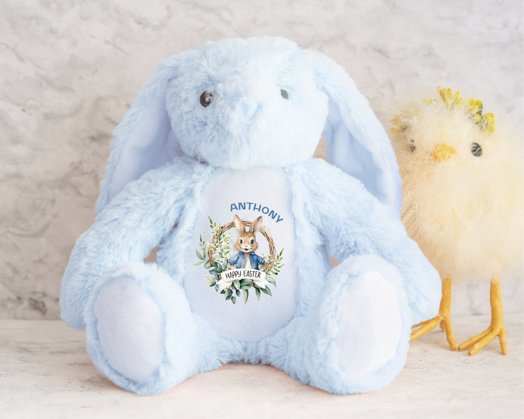 Personalised Blue Happy Easter Teddy - Gifts Handmade