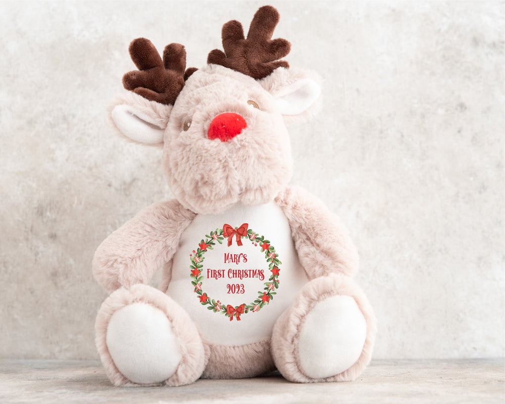 Personalised Christmas Wreath Teddy - Gifts Handmade