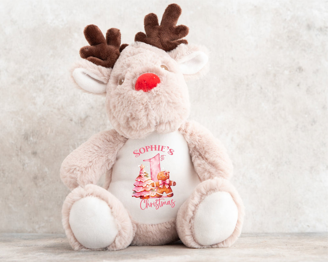 Personalised Pink First Christmas Teddy - Gifts Handmade
