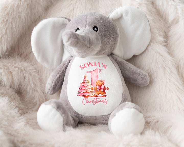 Personalised Pink First Christmas Teddy - Gifts Handmade