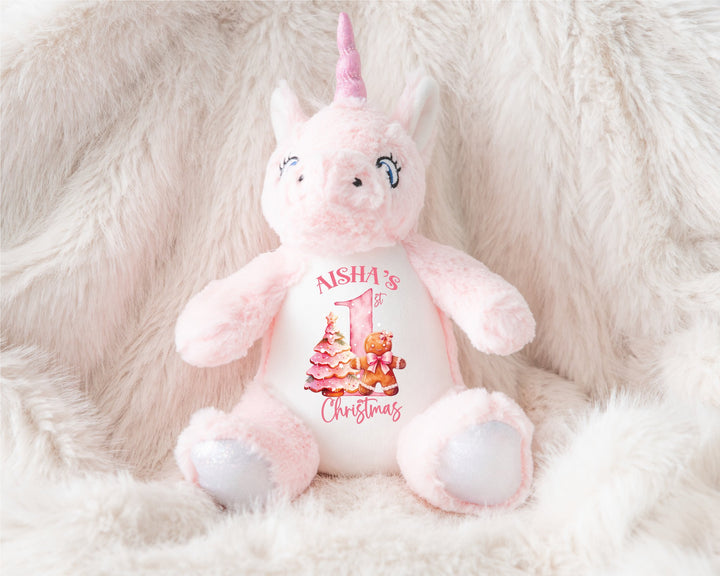 Personalised Pink First Christmas Teddy - Gifts Handmade