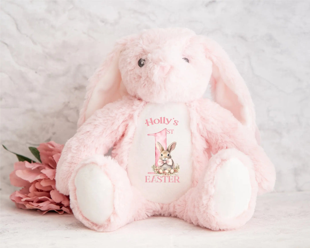 Personalised Teddy Pink First Easter Plush Toy Gift for Kids