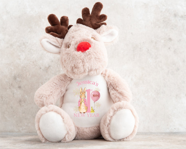 Personalised Pink First New Years Teddy - Gifts Handmade