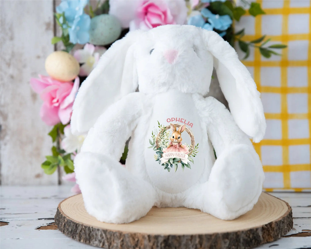 Personalised Teddy Pink Happy Easter Plush Toy Gift for Kids