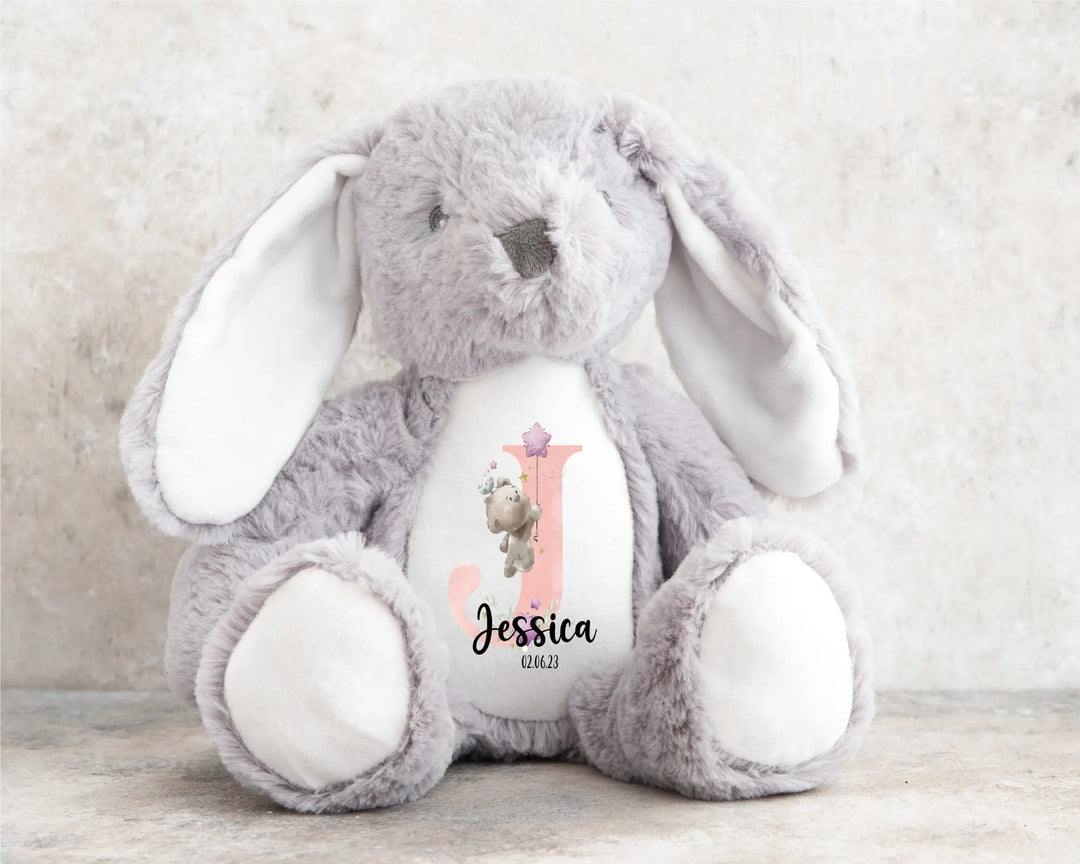 Personalised Teddy Pink Initial Letter Plush Toy Gift for Kids